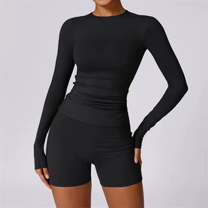 Ensemble de yoga à carreaux pour femmes grandes tailles, logo personnalisé, extensible dans quatre directions, tissu intelligent écologique, taille mi-haute, léger - Product Image 1