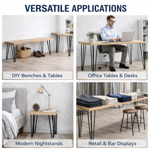 Iron Hairpin <b>Table</b> <b>Legs</b> 3 Robs 880lbs Capacity Metal Furniture <b>Legs</b> with Easy Installation DIY Desk Dining <b>Table</b> 4Pcs EDPTBL012 - Product Image 3