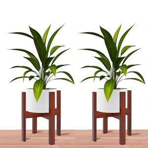 Acacia Wood Contemporary Plant Stand with Copper Hardware-<b>Rectangle</b> Shape Wood Handicraft Wholesale Wooden <b>Planters</b> India - Product Image 2