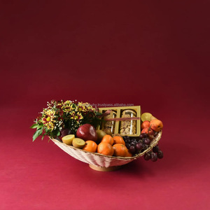 Lot de 2 paniers de fruits en rotin tissé PC personnalisables de luxe Décoration de fête intérieure Bacs de rangement personnalisés Vente en gros style vintage - Product Image 6