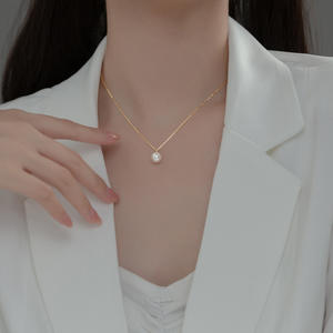 Collar de Perlas de Agua Dulce de 6-7 mm con Hebilla de Herradura de Plata de Ley S925, con Luz Intensa, Uso Diario, Círculo Perfecto con Ligeras Imperfecciones - Product Image 3