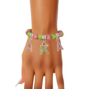 Pulsera de Letras Brillantes Rosa y Verde para Mujer, Pulsera de Cuentas con Dijes, Joyería de Moda, Pulsera de Perlas Coloridas, Accesorio de Regalo Casual - Product Image 1