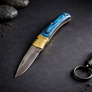 Navaja de bolsillo mini hecha a mano, plegable, para llavero, pequeña, EDC, de acero inoxidable con mango de madera, 4 en 1, venta al por mayor, fabricante - Product Image 6