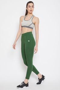 High Waist Printed Green Yoga <b>Leggings</b> <b>Pockets</b> Full Length Seamless Four-Way Stretch Lightweight Spandex/Nylon Women Workout - Product Image 6