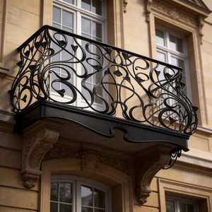 Rampe de balcon en fer forgé de style victorien KHP - Design décoratif mural - Résistant à la rouille - Installation facile - Taille personnalisable - Product Image 5