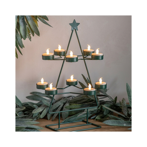 Portavelas de metal verde para velas de té, elegante diseño nuevo y personalizado, portavelas decorativo para bodas. - Product Image 1