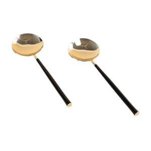 Stainless Steel Gold <b>Salad</b> Server with Black Coated Handle <b>Salad</b> <b>Tools</b> for Home Event & Restaurant Use in Low Price - Product Image 4