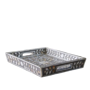 Plateau d'incrustation de perles et d'os d'Arabie plateau de service de luxe personnalisé élégant maison salle à manger cuisine affichage cadeaux de fête - Product Image 1