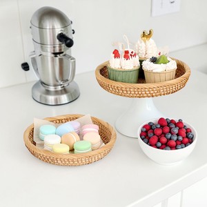 ISLA Natural Rattan Round Storage Basket for Food & Misc Household Items Handwoven Wicker Decorative Serving <b>Tray</b> Bowl Wholesale - Product Image 2