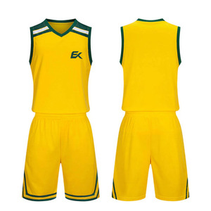 Conjunto de Uniforme de Baloncesto Sublimado Personalizado, Camiseta sin Mangas Amarilla y Verde con Pantalones Cortos, Ajuste Regular, Ropa Deportiva para Adultos - Product Image 1