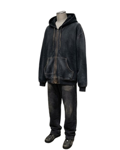เสื้อฮู้ดซิปพิมพ์ลาย Ra Forc 195 สำหรับผู้ชาย ผ้าฝ้ายเฟรนช์เทอร์รี่ทรงโอเวอร์ไซส์ แขนพองพิมพ์ลาย ชุดเสื้อสเวตเชิ้ตสำหรับฤดูใบไม้ร่วง - Product Image 2