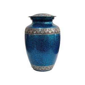 Urne funéraire de style européen pour cendres humaines, dernière collection 3 courbes, en étain antique, pour adultes, avec base, artisanat métallique - Product Image 3