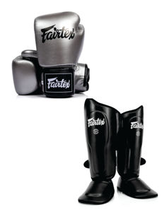 ชุดฝึกซ้อม Fairtex Sparring Bundle – ถุงมือ BGV1C-PLUS และสนับแข้ง SP9 หนังวัวแท้สำหรับมืออาชีพ ชุดฝึกซ้อม MMA คิกบ็อกซิ่ง - Product Image 1