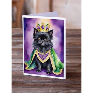 Affenpinscher King of Mardi Gras Tarjetas de felicitación Paquete de 8 Whimsical A7 Tamaño 5x7 Tarjetas de notas en blanco con sobres - Product Image 2