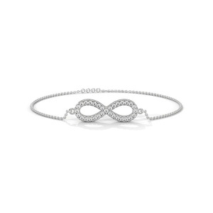 Sterling Silver Zircon <b>Infinity</b> Charm <b>Bracelet</b> Rhodium Plated Trendy for Wedding Party Gift - Product Image 1