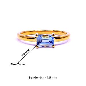 Anillo Clásico de Plata de Ley 925 Chapado en Oro con Topacio Azul para Mujer, Ideal para Fiestas - Product Image 2
