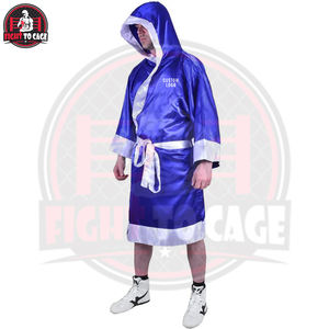 เสื้อคลุมสำหรับชกมวยแบบ unisex สีน้ำเงิน-ขาว คุณภาพพรีเมียม พร้อมเข็มขัด - Product Image 5