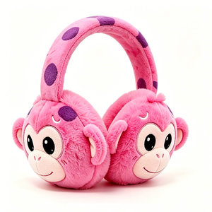 Calentadores de orejas de peluche con forma de mono para niños - Product Image 1