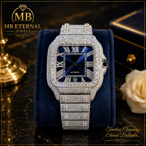 Reloj de Cuarzo Cuadrado con Incrustaciones de Diamantes MB ETERNAL JEWELS, 41 mm, Cristal de Zafiro, Números Romanos, Acero Inoxidable, Unisex, de Lujo, con Fecha - Product Image 1