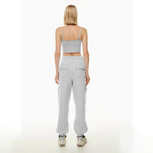 Pantalones de chándal de forro polar grueso para mujer, estilo cargo de algodón cómodo con cordón, estilo urbano para invierno - Product Image 5