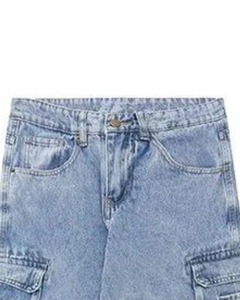 Jean en denim pour homme, coupe droite décontractée, en coton extensible, durable, pour le quotidien, délavé à l'acide, respirant, multi-poches, avec fermeture éclair centrale personnalisée - Product Image 5