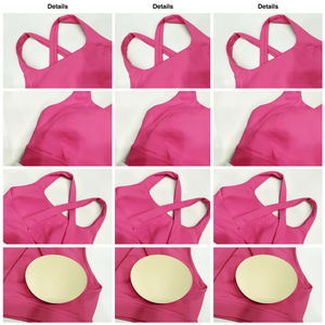 Sujetador deportivo rosa de alto soporte con tirantes anchos y diseño de espalda cruzada para entrenamiento en el gimnasio - Product Image 6