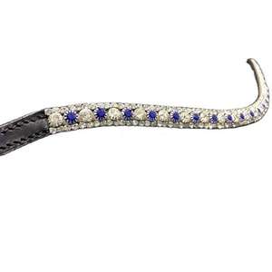 Diadema para Caballo de Cuero Genuino de Alta Calidad con 3 Hileras de Perlas y Diamantes, Diseño Ondulado, Duradera, Tamaño Personalizado, Embalaje en Caja FAB - Product Image 1