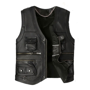 Chalecos y Chaquetas de Cuero de Grano Completo Transpirables para Hombre, para Uso en Exteriores, Moda, Calidad Premium, Cuello en V - Product Image 1