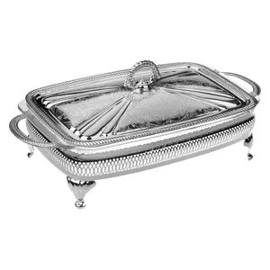 Casserole carrée en métal de luxe moderne avec couvercle, vaisselle de cuisine artisanale de designer, style américain, doublure en acier inoxydable - Product Image 1
