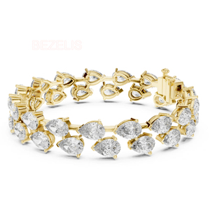 Impresionante Brazalete de Oro con Doble Capa de Diamantes Cultivados en Laboratorio en Forma de Pera, Joyería Fina Ética de Alta Gama - Product Image 1