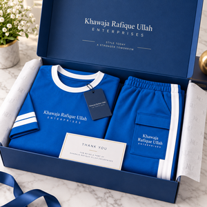 Khawaja Rafique Ullah Enterprises Blue Cotton <b>Fleece</b> 2-Piece Casual Set Stand Collar Full Sleeve Regular Fit Unisex <b>One</b> Set - Product Image 6