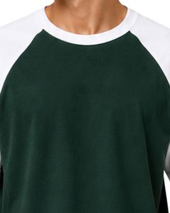 Manufacturer Customized Dark Forest Green And <b>White</b> Raglan T Shirt For Men Short Sleeve Crew Neck Cotton <b>Tee</b> Custom Casual - Product Image 5