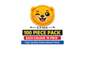 <b>Cute</b> Winking Teddy <b>Bear</b> Embroidered Patch 100 Piece Pack Iron On Sew On Badge for Clothing Bags Caps 10 Colors Available - Product Image 2