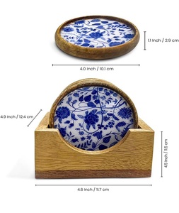 Ensemble de sous-verres ronds jetables en bois traditionnel indien avec incrustations en résine écologique et sous-verres personnalisés par F S INTERNATIONAL - Product Image 6