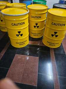 200L Yellow Steel Durable Radioactive Waste Drum Cylindrical <b>Barrel</b> with Silk Screen Printed Caution Warning - Product Image 4