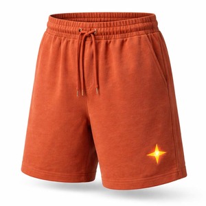 Pantalones Cortos de Algodón con Forro Polar para Hombre, con Logotipo Personalizado, Color Naranja, Casuales, con Cordón, para Verano, Estilo Urbano, Venta al Por Mayor - Product Image 1