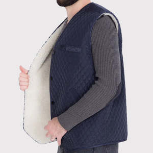 Gilet en peau de mouton pour homme, style western, avec design matelassé et poches - Product Image 3