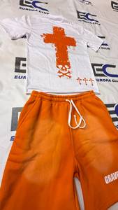Custom Streetwear Screen Printing Two Piece Shorts Set <b>Summer</b> Breathable Cotton T <b>Shirt</b> with Fleece Shorts - Product Image 4