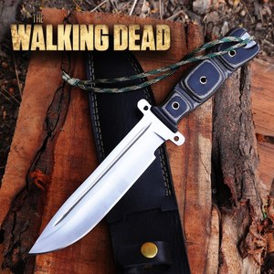 Couteau à lame fixe professionnel Walking Dead Daryl Dixon en acier au carbone, pointe clip, manche en micarta, objet de collection, personnalisable, survie - Product Image 1
