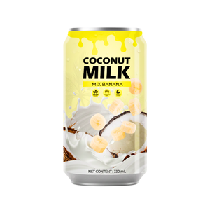 Leche Vegetal Vietnam OEM/ODM 330ml Lata de Aluminio Bebida de Coco con Plátano Marca Privada Jugo de Frutas y Verduras 100% - Product Image 1