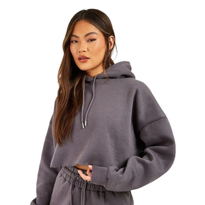 Conjunto de Sudadera con Capucha y Pantalones Cortos para Mujer, 100% Algodón, Ropa Casual, Tela Suave, Impresión de Logotipo Personalizado, Servicio OEM - Product Image 2