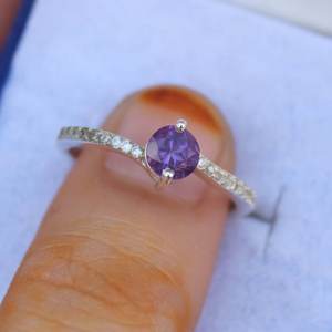 Amethyst <b>Ring</b> <b>925</b> Sterling <b>Silver</b> Genuine Gemstone Handmade Wedding <b>Ring</b> Round Cut Gift For Her Jewelry - Product Image 2
