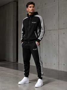 VIBE <b>CRAFT</b> Men's Hooded Tracksuit Black Gray Full Sleeve Zipper Casual Joggers Sweatshirt <b>Set</b> Autumn Wear cheap price wholesale - Product Image 1