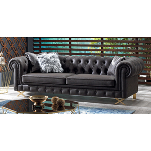 Sofá Chesterfield de Lujo, Sofá de Cuero Clásico con Mechones, Diseño Vintage Elegante, Muebles para Sala de Estar, Comodidad Premium - Product Image 4
