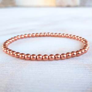 Handcrafted <b>Copper</b> And Black Bead Bracelet Stackable Stretch Jewelry Elegant Boho Fashion Gift For Women Daily Wear - Product Image 1