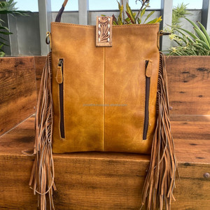 Gran oferta, bolso cruzado de cuero genuino con herramientas manuales a la moda, estilo vaquero, gran capacidad, bolso de hombro con flecos de piel de vaca occidental - Product Image 5