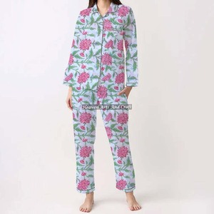 Conjunto de Pijamas de Algodón 100% para Mujer, Ropa de Dormir Suave para el Hogar, Conjunto de Pijamas de Primavera/Verano con Estampado Floral/Personajes/Letras/Patrón/Vacaciones/Árbol PJ060 - Product Image 3