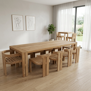 Outdoor Furniture Minimalist <b>Dining</b> <b>Set</b> Wood/Aluminum/Rattan Frame Table and <b>Chairs</b> <b>4</b>/6/8 Seats Custom Hotel Park Resort - Product Image 1
