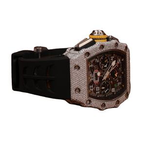 Vente chaude De Luxe De Mode RM Hommes En Acier Inoxydable Moissanite Diamant Glacé Caché Fermoir Coin Charme Hip Hop Montre - Product Image 3