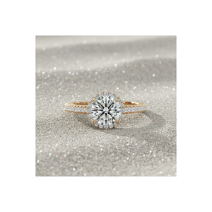 แหวนหมั้นเพชรทรงกลมชุบทองคำสีกุหลาบขนาดเล็ก พร้อมการติดตั้งแบบ Prong Setting ที่ได้รับการรับรอง - Product Image 1